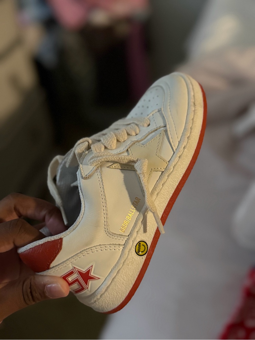 Golden Goose Kids White Sneakers with Red Trim